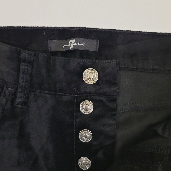 7 For All Mankind High Rise Skinny Ankle Velvet Button Up Black Jean - Picture 10 of 12